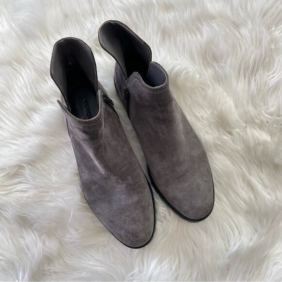 Vince | Jacee V Cut Weatherproof Dark Grey Suede Leather Ankle Boot Bootie 8.5 - Picture 6 of 9